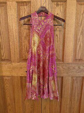 Free People Intimately Beaux Slip Trapeze Swing Mini Dress Pink Boho Medium